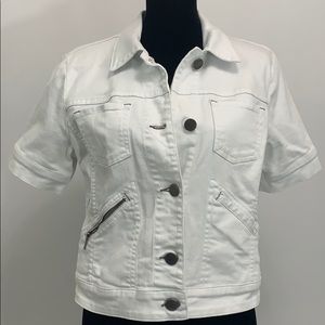 short sleeve white denim jacket plus size
